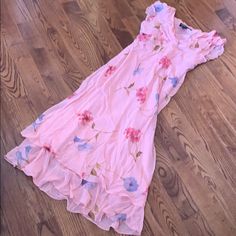 Never Worn Like New!! Pink V-neck Midi Dress For Spring, Charlotte York, Light Language, New York Dresses, York Dress, Grad Dresses, Dress Inspo, Jones New York, Silk Dress