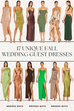 Step into your next autumn wedding in style with these elegant and chic fall wedding guest dresses. From long gowns to cocktail styles, find the perfect outfit for September, October, and November weddings. These picks are ideal for formal events or outdoor weddings. Stay classy and cozy throughout the season! Chic Fall Wedding, Guest Ideas, Elegant Outfit Classy