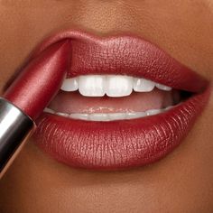 Ritzy Crème | A Warm Earthy Red with Gold Shimmer Lipstick Raspberry Lip Color, Maroon Lips, Hydrating Lipstick, Eye Makeup Pictures, Top Makeup Products