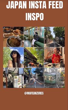 the cover of japan insta feed inspo, with photos of people and food