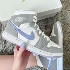 PRODUCT DETAILSIncludes Shipping bags, dustbag sleeper, care manual, booklet, tag. Jordan 1 Mid Wolf Grey, All White Jordan 1, Air Jordan 1 Grey, Jordan 1 Grey, Custom Air Jordan 1, Jordan Grey, White Jordans, Air Jordan Sneakers, Cute Nikes