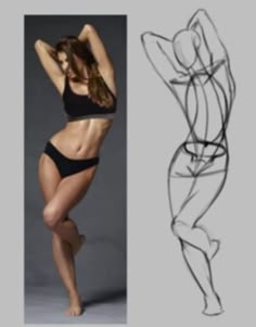 an image of a woman's body in three different poses, including the top half of