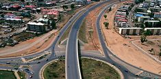 an aerial view of a highway intersection in africa