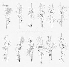 some drawings of different types of flowers and numbers