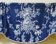 Country House Indigo Blue by Wavery French Country Window Valance Lined Corded Scalloped Valance Cotton Made to Order Custom Made Available - Etsy Cafe Rod, Waverly Fabric, Toile Fabric, Tartan Fabric, Indigo Blue