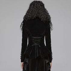 Gothic Weft Long Sleeve Standing Collar Velvet Short Coat For Women– Punkravestore Fitted Gothic Halloween Outerwear, Black Steampunk Outerwear For Halloween, Steampunk Black Outerwear For Halloween, Fitted Vampire Outerwear For Halloween, Gothic Black Outerwear For Halloween, Gothic Outerwear For Halloween, Black Gothic Outerwear For Halloween, Gothic Black Halloween Outerwear, Alternative Black Outerwear For Costume Party