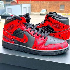 “Hype” Lv Supreme Custom Air Jordan 1 Luxury Red Custom Sneakers For Streetwear, Air Jordan 1 Custom, Jordan 1 Custom, Custom Air Jordan 1, Natural Hair Removal, Jordan Black, Shoes Air, Air Jordans Retro, Jordans For Men