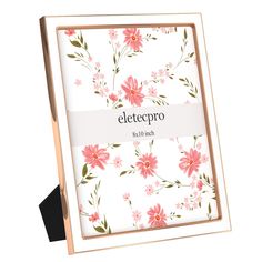 an empty box with pink flowers on it and the word eleterro written in white