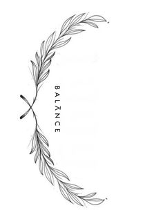 a black and white drawing of a branch with the word balance on it's side