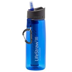 Meet the LifeStraw Go, now made with durable, lightweight, 50% recycled plastic. Powered by suction only, the LifeStraw Go removes bacteria, parasites, microplastics, AND reduces chlorine, bad odor, silt, sand, and cloudiness for improved taste. This leak-proof, BPA Free bottle includes a carabiner to hook on your bag and go! Designed for upgraded everyday filtration, fill up at a campsite, river, or sketchy tap along your outdoor or traveling adventure. LifeStraw filters are rigorously tested t Fancy Water Bottles, Water Purification Tablets, Portable Water Filter, Life Straw, Filtered Water Bottle, Safe Drinking Water, Water Filters System, Water Purification, Time Magazine