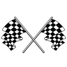 two crossed checkered flags on a white background