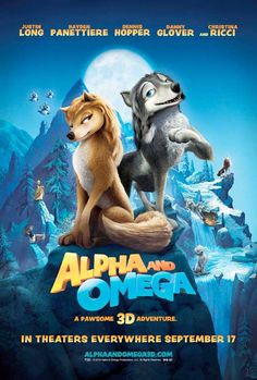 an animated movie poster for the film's title, alphabet and omega