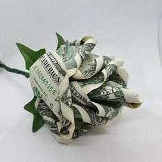 Dollar Money Origami Rose | eBay Dollar Bill Gift, Ocean Kids Crafts, Easy Money Origami, Money Origami Tutorial, Folded Money, Money Rose, Diy Graduation Gifts, Folding Money, Dollar Origami