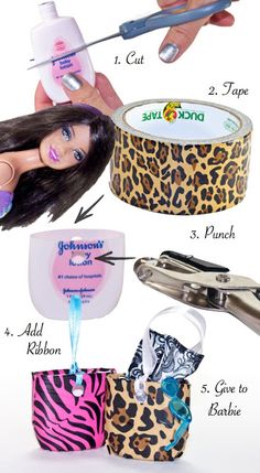 the instructions for how to use an animal print hair brush and clip holder with scissors