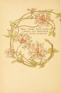 an old book with flowers and leaves on the cover, which reads that word that kiss is