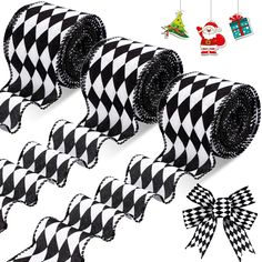 PRICES MAY VARY. Package information: you will receive 3 rolls of black and white plaid ribbons, each roll measures approx. 2.5 inches in width and 10 yards in length, so a total of 30 yards of ribbons will be delivered to you, enough length to meet your various craft and decorative needs Distinctive design: these diamond check ribbons adopt black and white as main colors and are designed with classic buffalo plaid patterns, which gives them an elegant and vintage style, they can easily match wi Diy Crafts Christmas, Gift Wrap Ribbon, Buffalo Plaid Pattern, Ribbon Decorations, Plaid Ribbon, Burlap Ribbon, Jingle All The Way, Diy Ribbon, Diy Christmas Tree