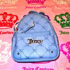 New Blue Juicy Couture Backpack + Pouch Nwt Purse Bag Msrp $99 Luxury Blue School Backpack, Luxury Blue School Bag, Luxury Blue Backpack Bag, Luxury Blue Backpack, Mini Backpack, Purse, Juicy Couture, Fashion Bags, Bag Lady