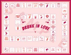 a game board with the words drunk in love on it