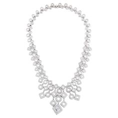 Talk about a show-stopping necklace! This necklace is set in 18K White Gold with 1,089 Round Diamonds weighing 7.03ctw (G-H/SI in Quality). It is 17" in length and 0.19" in width. Multi Strand Necklace, Multi Strand, Talk About, Round Diamonds, Diamond Necklace, Choker Necklace, Jewelry Necklaces, White Gold, Necklaces