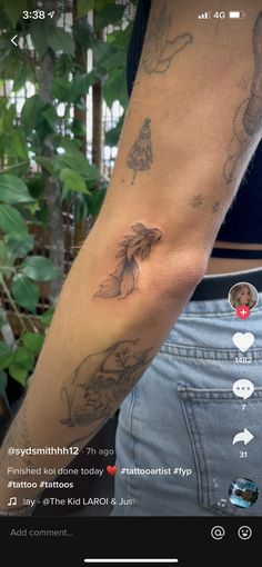 a woman's arm with tattoos on it and an instagramr for her