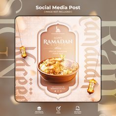 an advertisement for a social media post with food in a bowl on the front and side