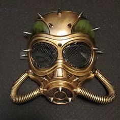 New With Tags Antique Gold Color With Green By Temples Nike Tech Sweatsuit, Steampunk Gas Mask, Steampunk Mask, Harry Potter Universal Studios, Dolce Gabbana Jacket, Fursuit Head, Tech Backpack, Cool Masks, Mask Halloween