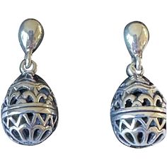 Retired James Avery Sterling Easter Egg Fiesta Cut Out Dangle Post Earrings HTF James Avery