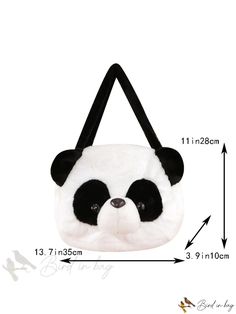 Bird in Bag - Black and White Panda Plush Head Bag for Winter, Soft Felt Cartoon Doll Handbag, Versatile GirlsÃÂ¢ÃÂÃÂ Student Tote Cute White Shoulder Bag With Animal Design, Cute Black Handheld Bag, White School Shoulder Bag With Animal Design, Cute Handheld Black Bags, Cute White Bag With Animal Design, Cute White Bags With Animal Design, White Kawaii Bag With Animal Design, Black Kawaii Shoulder Bag As Gift, Doll Handbag