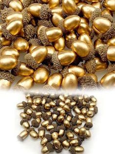 two images side by side one has gold colored nuts and the other is brown