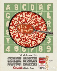 an advertisement for campbell's alphabet soup