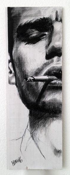 Pencil Drawing, A Man, Pencil, Black And White, Wood, White, Black