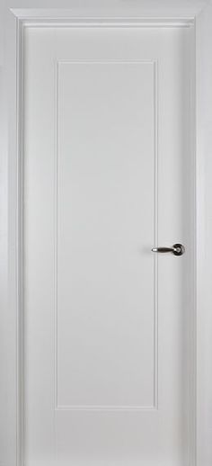 a white door with a black handle on the front and side doors are opened to reveal an empty room