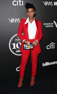 Monae Janelle, Red Suits, Suits Tuxedo, Red Trousers, Janelle Monáe, Suit Jackets For Women, Red Carpets, Blazer Outfit, Red Suit