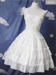 Pure Black And Pure White JSK Classic Lolita Sling Dress White Gothic Summer Dress, Gothic Sleeveless Suspender Dress For Summer, White Sleeveless Gothic Dress, Gothic Sleeveless Suspender Dress For Spring, Elegant Sleeveless Cosplay Dress, Sleeveless Gothic Suspender Dress For Spring, Elegant Sleeveless Dress For Cosplay, Honeymoon Attire, Lolita Outfit