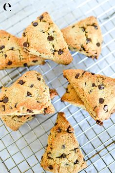 chocolate chip scones on a cooling rack ready to be cut into squares and put in the oven