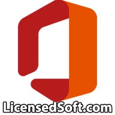 an orange and red logo with the words license soft com written in white on it