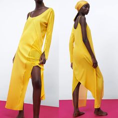 Zara Asymmetric One Shoulder Gauze Dress Yellow New Round Neck Dress With Spaghetti Strap And Long Sleeve. Pronounced Seam Detail. Asymmetric Hem. Brand New With Tags. Yellow Asymmetrical Hem Dress For Spring, Summer Beach Midi Dress With Asymmetrical Neckline, Spring Yellow Dress With Asymmetrical Hem, Asymmetrical Dress For Brunch, Summer Maxi Dress With Asymmetrical Neckline And Side Slits, Asymmetrical Maxi Dress For Brunch, Summer Asymmetrical Dress With Asymmetrical Neckline, Summer Brunch Maxi Asymmetrical Dress, Summer Brunch Asymmetrical Maxi Dress