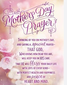 a mother's day prayer with pink flowers