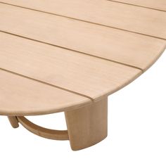 a close up of a wooden table on a white background with no people around it