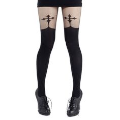 gothic cross tights Gothic Tights, Goth Cross, Plus Size Gothic, Suspender Tights, Angel Outfit, Black Goth