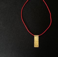 Handmade 18K Gold Plated Red Silk String Necklace| Minimalist Unique  Necklace| Gold Plated On 925 Sterling Silver| Limited edition %100 925 Sterling Silver, 18K Gold Plated Necklace. with Love and Care with signature of Red Silk String. Which gives you power, luck and protection for nazar, bad thoughts and ills. Size is adjustable; Shortest look 18 Longest look 21 inches WE CAN ALSO MAKE ANY SIZE AND MATERIAL YOU WANT IT TO BE :) All our jewelry s are special design. Customizable design. PACKIN Red Minimalist Pendant Necklace, Minimalist Red Pendant Necklace, Minimalist Red Jewelry As Gift, Red Pendant Jewelry For Everyday, Minimalist Red Necklace For Her, Minimalist Red Necklace As Gift For Her, Handmade Red Necklace For Everyday, Everyday Handmade Red Necklaces, Handmade Red Necklace With Rectangular Pendant