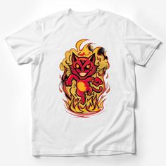 Fiery Cat T-Shirt, Bold Red Hot Feline Graphic Tee, Unisex Flame Kitten Shirt, Fire Cartoon Cat Lover Top, Unique Animal Design Wear Male T-Shirt Custom graphic T-Shirt.Customize your color Red Cartoon Print Graphic Tee, Red Cartoon Print Crew Neck T-shirt, Red Crew Neck T-shirt With Cartoon Print, Red Crew Neck Shirt With Cartoon Print, Red Graphic Tee With Cartoon Print, Cat T, Red Hot, Unique Animals, Cartoon Cat