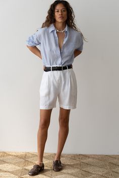 A true summer wardrobe essential, crafted from our lightweight linen fabric. Featuring side pockets, front pleats, and finished with a mother of pearl button. Made in Los Angeles Casual Button-up Linen Bottoms, Relaxed Fit Linen Button-up Bottoms, Summer Linen Button-up Bottoms, Linen Button-up Bottoms With Pockets, Button-up Linen Bottoms With Pockets, Linen Button-up Bottoms For Day Out, Button-up Linen Bottoms For Day Out, True Summer Wardrobe, Style Linen Shorts