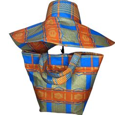 African Print Oversized Hat And Bag, Floppy Hat And Bag, Kente Hat And Bag, Ankara Hat And Bag, Ankara Wide Brim, Summer Hat And Bag, Sun Hat And Bag, Beach Hat And Bag Bold Fashion Outfits, African Print Pants, Oversized Hat, Floppy Hats, Cute Modest Outfits, African Decor, Round Bag, Africa Fashion, Summer Hat