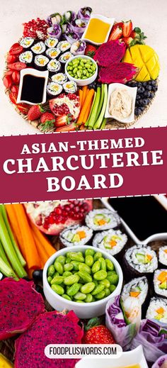 Craft the perfect charcuterie experience with our Asian-themed board. From sushi delights to tempting snacks, this board combines a variety of flavors and textures, creating an easy yet aesthetically pleasing spread. Elevate your party with this Asian charcuterie board, featuring a combination of styles, desserts, and a range of creative culinary ideas. Korean Charcuterie Board, Chinese Charcuterie Board, Sushi Charcuterie Board Ideas, Asian Charcuterie Board Ideas, Asian Charcuterie Board, Asian Platters, Sushi Charcuterie, Easy Party Food Ideas, Ginger Wedding