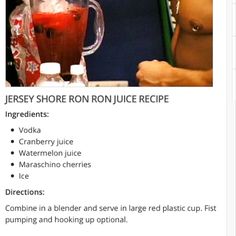 the recipe for jersey shore ronicce recipe is shown in an email form, with information about its ingredients