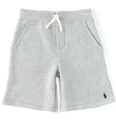 From Polo Ralph Lauren&#x2C; these shorts features:Comfy brushed fleece fabricMid-riseRibbed drawstring waistSewn flyTwo-front angled pocketsBack right patch pocketSignature embroidered Pony at left hemShort lengthCotton/polyesterMachine wash/tumble dryImported. Clothes Ralph Lauren, Ralph Lauren Shorts Mens, Sweatshirt Shorts, Rise Logo, Polo Tshirts, Concept Clothing, Polo Ralph Lauren Shorts, Street Fashion Men Streetwear, Boys Shorts