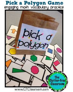 a bag with the word pick a polygon on it and some pieces of paper