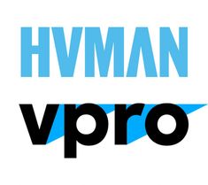 the words hvman and vpro are shown in black and blue on a white background