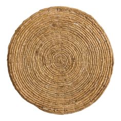 a round wicker placemat on a white background